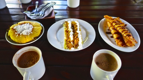 Sweet Stuff from Choco-Late de Batirol in Baguio:  Bibinka, Sticky Rice, Turon, and fresh-made hot chocolate